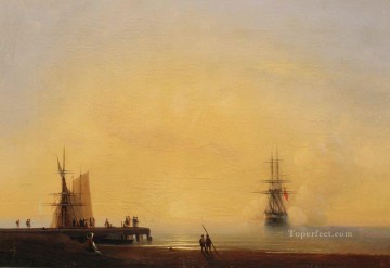 Landscapes Painting - Ivan Aivazovsky evening on the roads Seascape